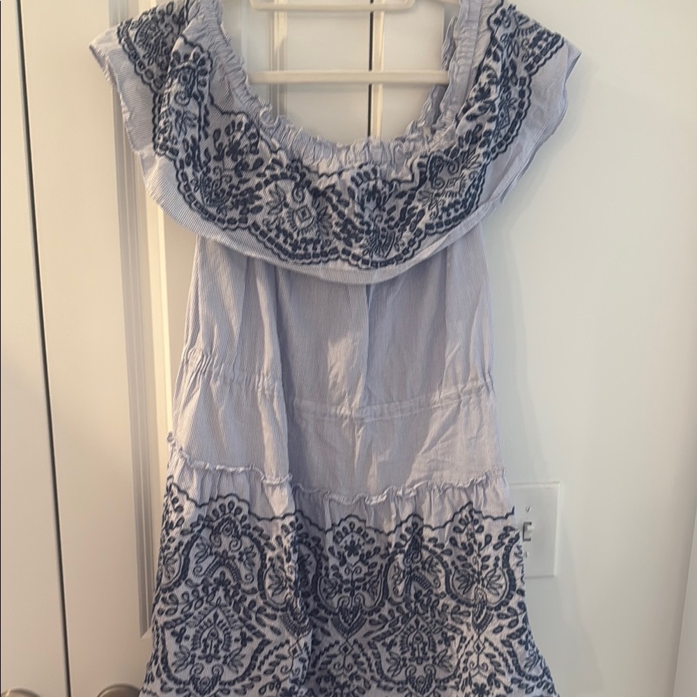 BCBGMaxAzria Striped Blue and White Dress